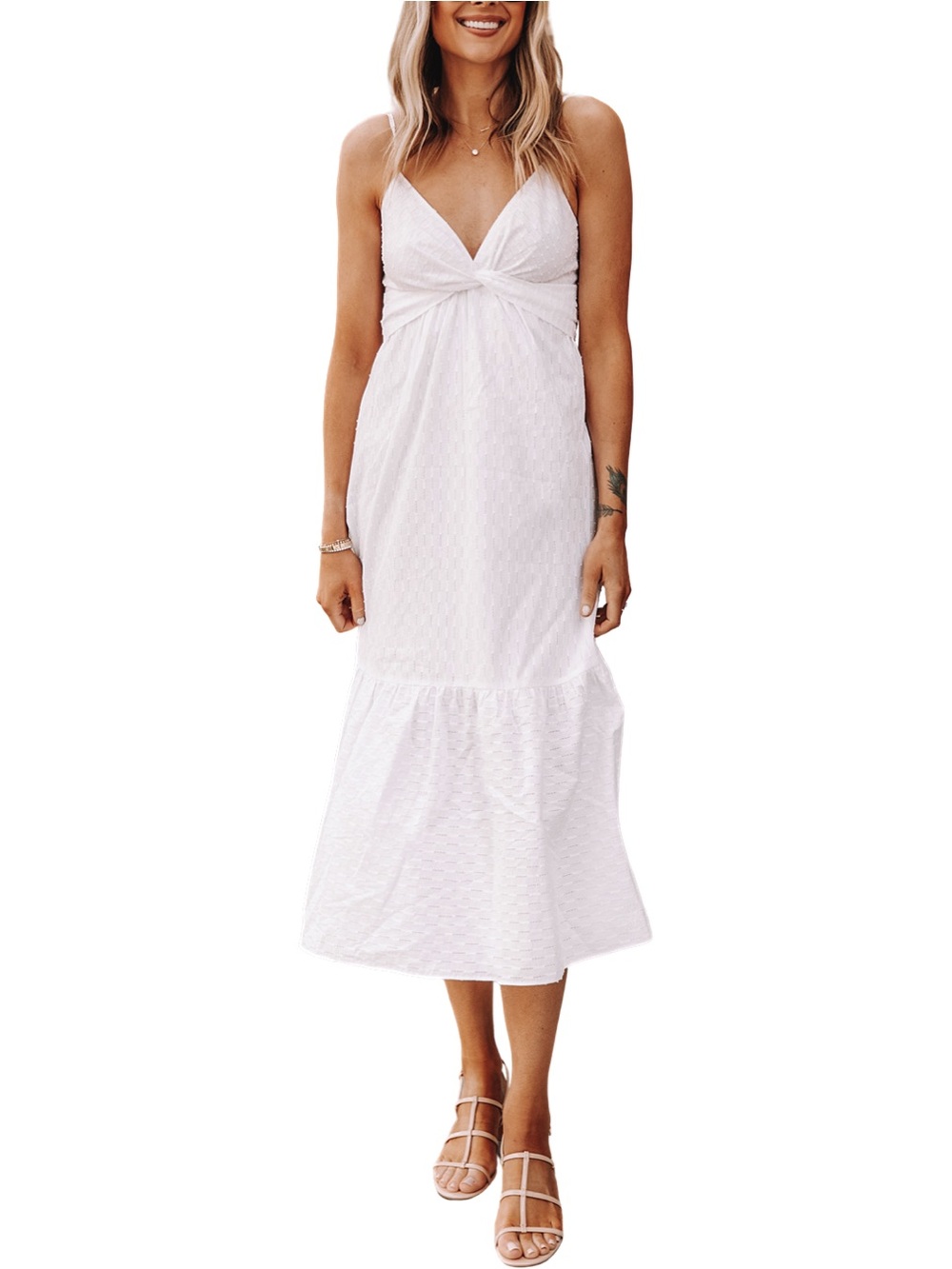 NWT* BANANA REPUBLIC White Eyelet Twist-Front Midi Dress